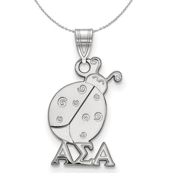 Sterling Silver Alpha Sigma Alpha Small Pendant Necklace - 24 Inch - Picture 1 of 8